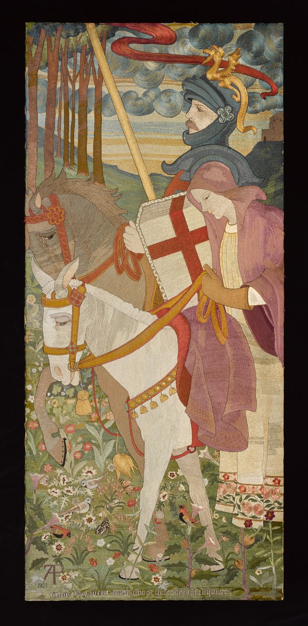 Św. Jerzy, Rycerz Czerwonego Krzyża jadący z Uną, 1907 (haft) (patrz także 141950-51) autorstwa Phoebe Anna Traquair