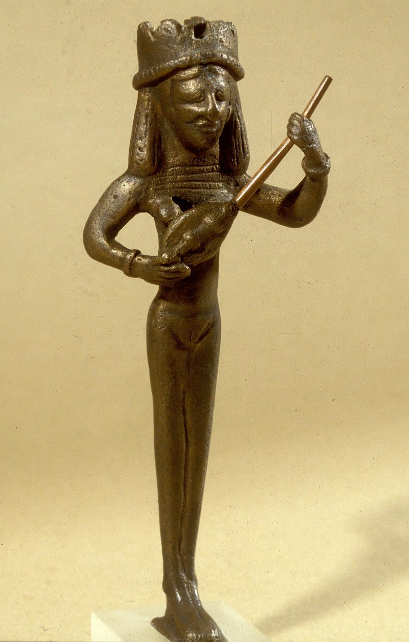 Figurka lutnistki wydobyta w Beit Shean, VII-VI wpne (brąz) autorstwa Phoenician