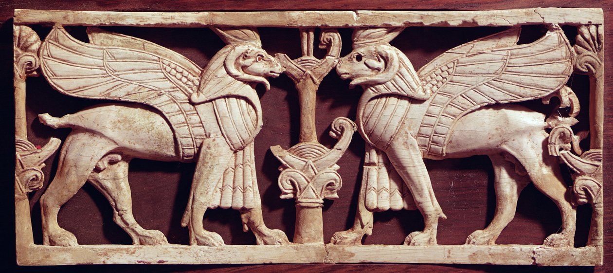 Relief przedstawiający dwa gryfy, z Arslan Tash (Hadatu) autorstwa Phoenician