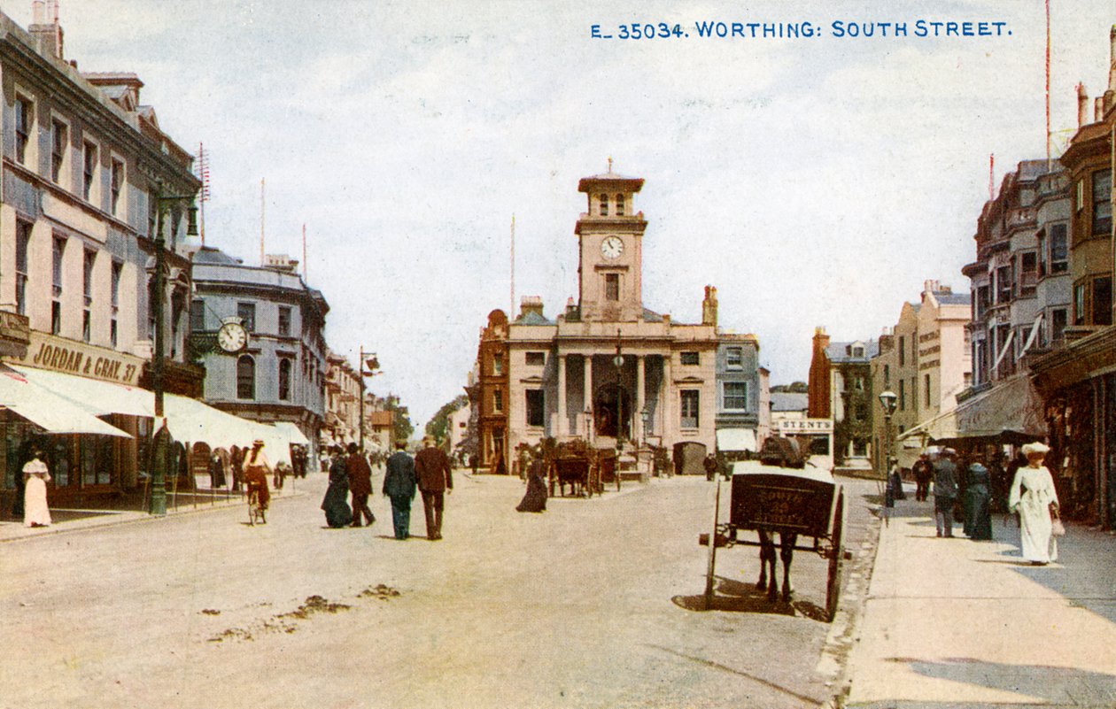 South Street, Worthing, Sussex, ok. 1900. autorstwa Photochrom Co Ltd of London