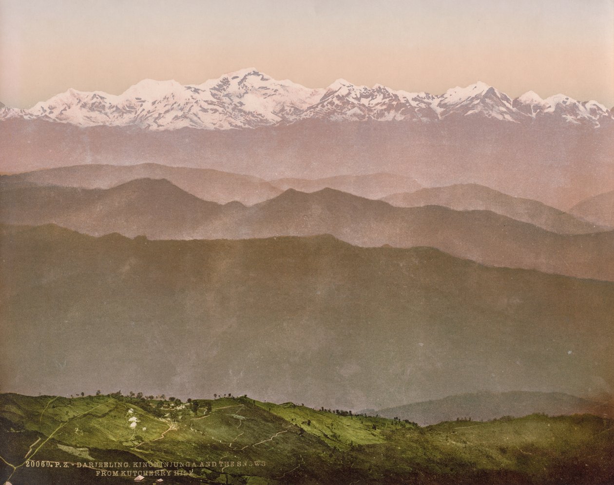 Dardżyeling. Kinchinjunga i śniegi z Kutcherry Hill autorstwa Photoglob Co. (Zurich, active c. 1890 1910)