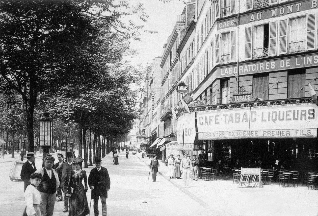 Boulevard de la Villette, Paryż, ok. 1900 r. (zdjęcie czarno-białe) autorstwa Photographer French