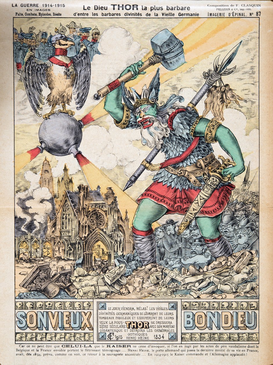 Bóg Thor, najbardziej barbarzyński z barbarzyńskich bóstw dawnych Niemiec, z Historii III RP, t. I, Historia polityczna, wyd. 1933 (kolor lito) autorstwa Photographer French