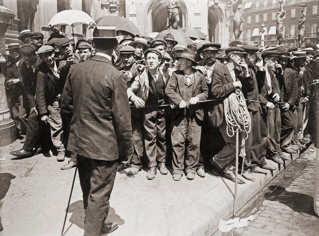 Demonstracja robotnicza, Paryż, ok. 1900 r. (zdjęcie czarno-białe) autorstwa Photographer French