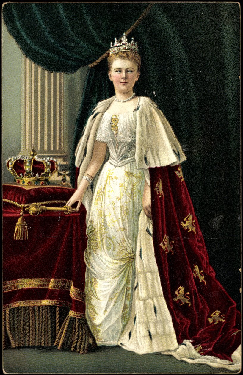 Ak Królowa Holandii Wilhelmina z koroną, łodyga (zdjęcie czarno-białe) autorstwa Photographer German