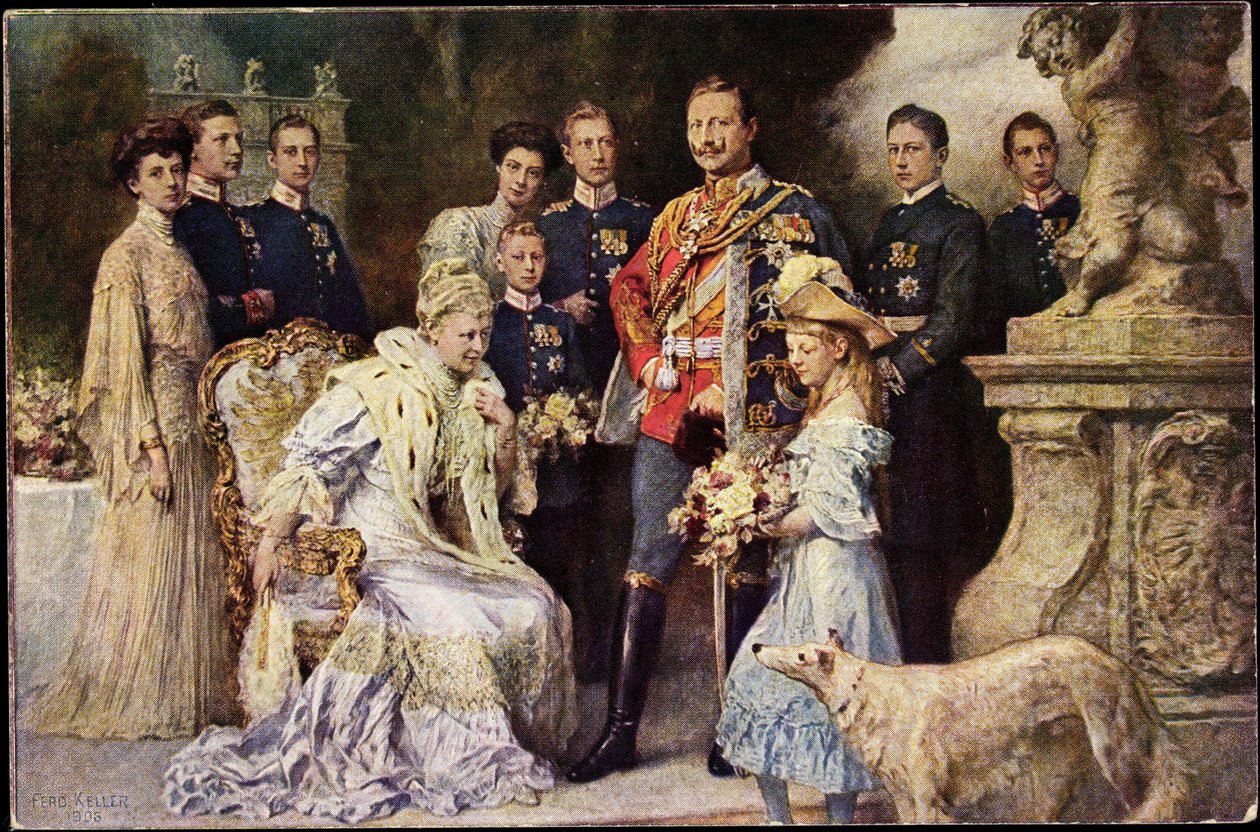 Artysta Ak Kaiser Wilhelm II, Auguste Viktoria, Viktoria Luise, Greyhound, Prusy (zdjęcie czarno-białe) autorstwa Photographer German