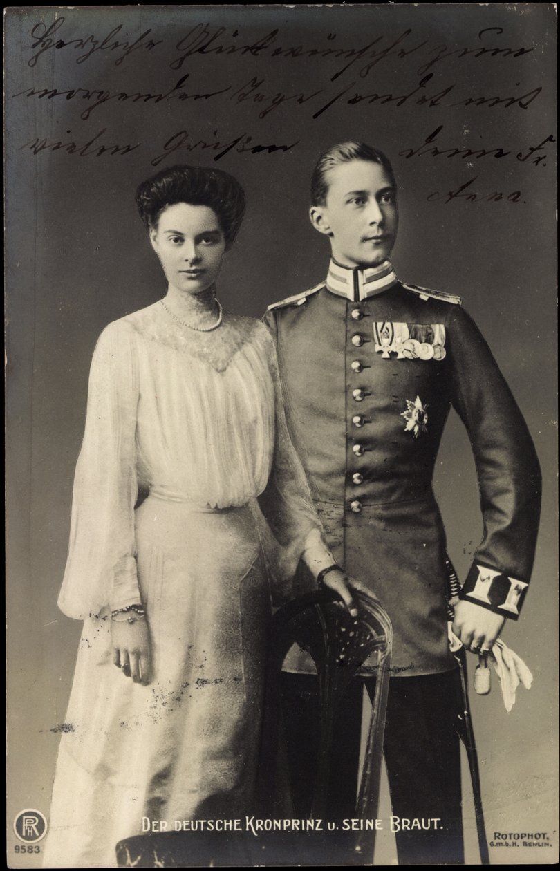Niemiecki książę koronny z narzeczoną, Friedrich Wilhelm, RPH autorstwa Photographer German