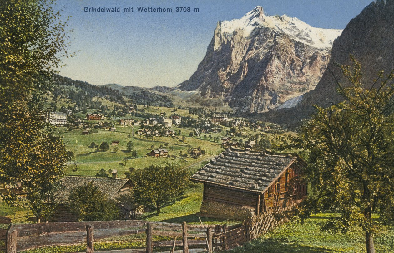 Grindelwald i Wetterhorn, Szwajcaria (zdjęcie kolorowe) autorstwa Photographer Swiss