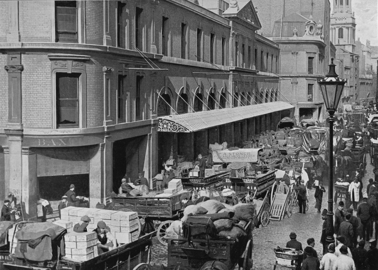 Targ Billingsgate, City of London, ok. 1900 1911 r. autorstwa Pictorial Agency
