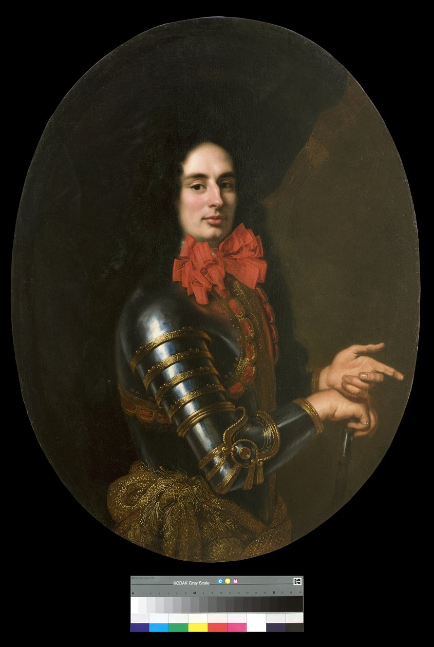 Portret dżentelmena w zbroi i czerwonym szaliku, 1650-70 autorstwa Pier Francesco Cittadini