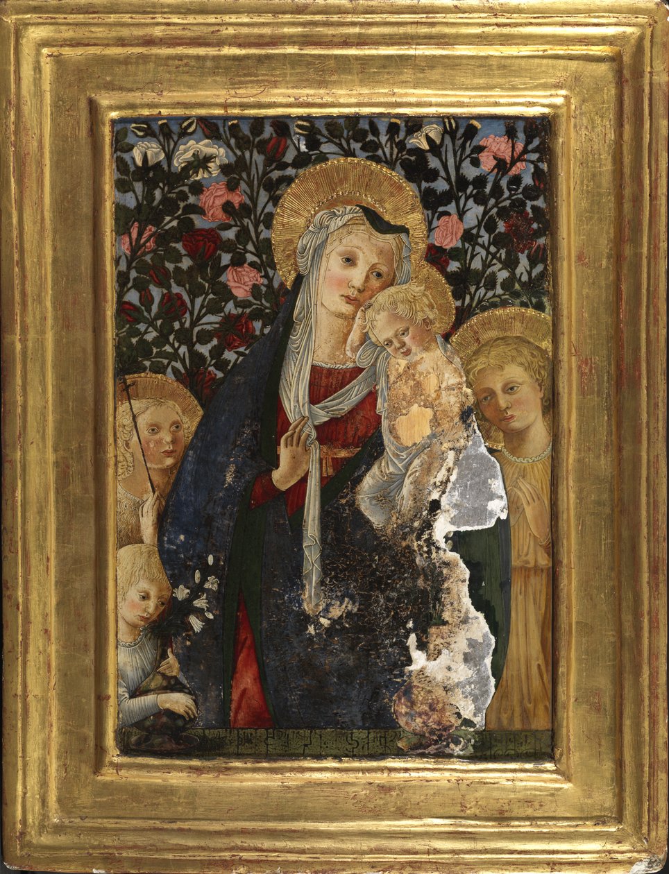 Dziewica z Dzieciątkiem z Dzieciątkiem Św. Jan, Św Elżbieta i Dzieciątko z wazą z liliami, 1450-59 autorstwa Pier Francesco Fiorentino