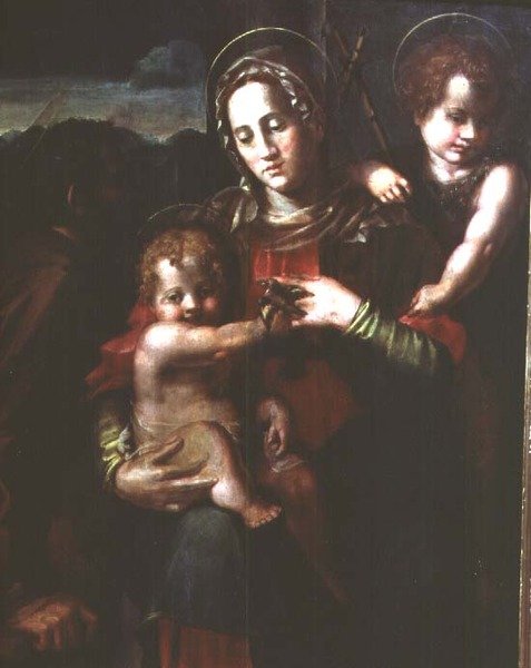 Madonna z Dzieciątkiem z Dzieciątkiem Św. Jan Chrzciciel autorstwa Pier Francesco Foschi