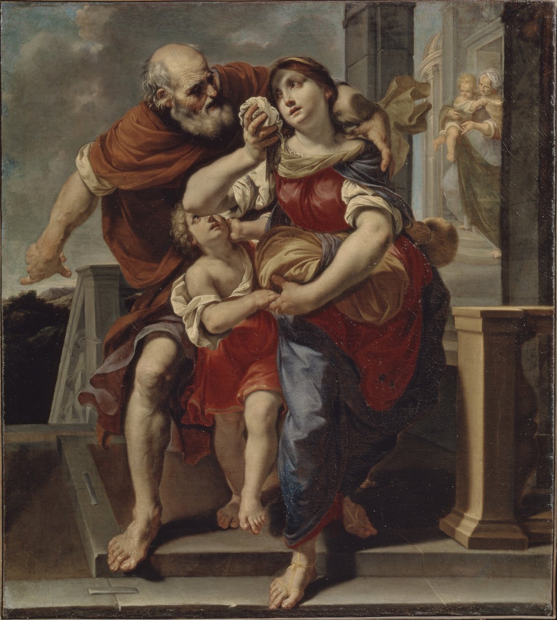 Hagar opuszcza dom Abrahama autorstwa Pier Francesco Mola