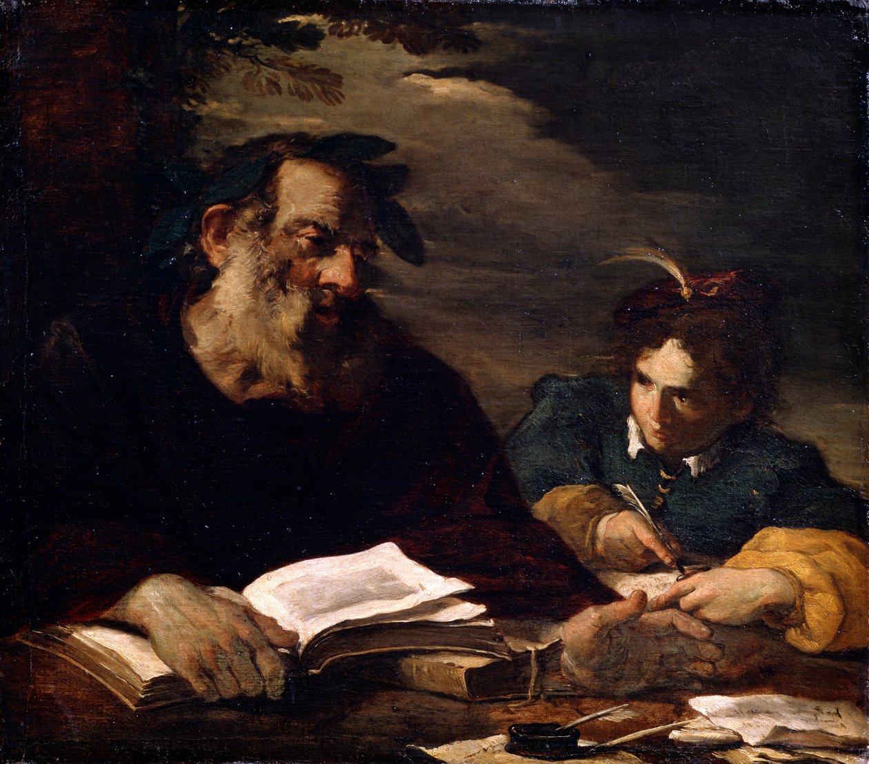 Homer dyktujący swoje wiersze, XVII w. autorstwa Pier Francesco Mola