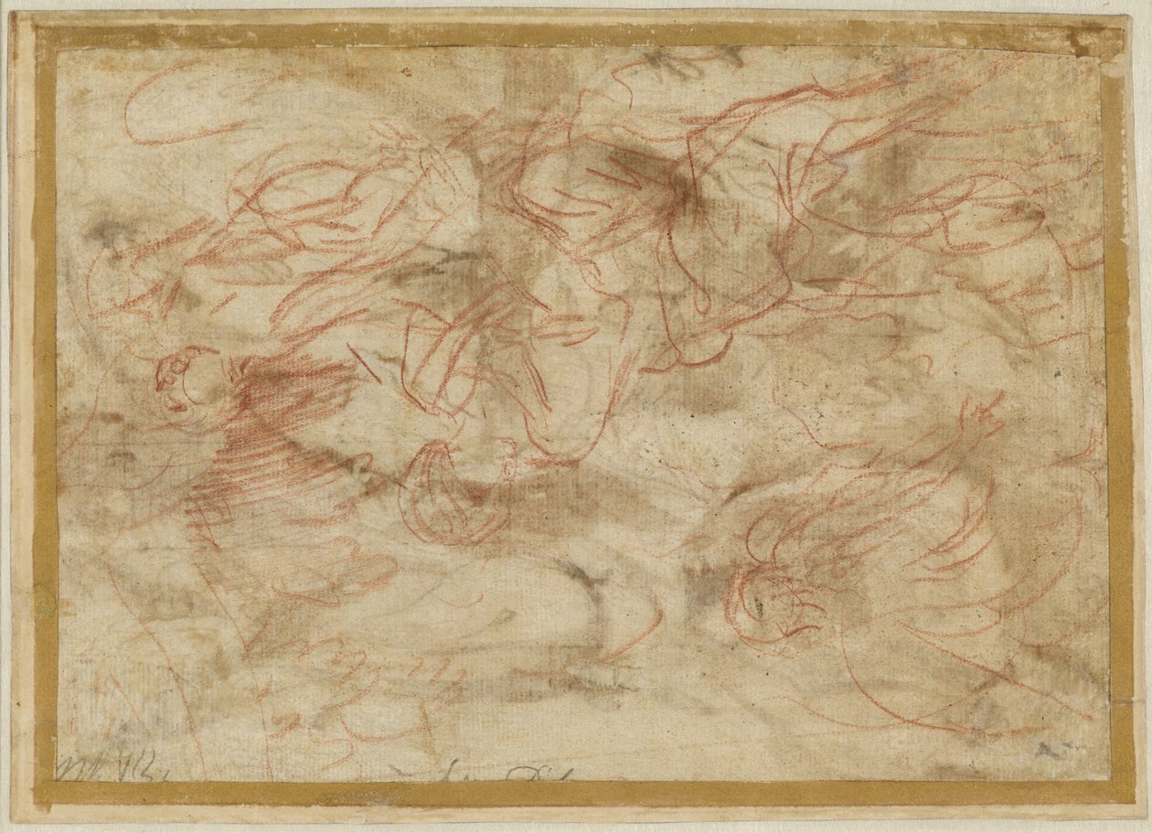 Anioł ukazujący się Hagar na pustyni, ok. 1660 (czerwona kreda na papierze) autorstwa Pier Francesco Mola