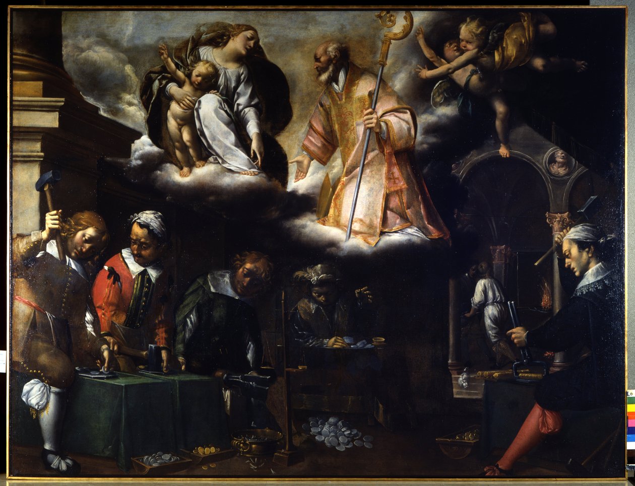 Święty Eloi, patron złotników. Obraz przypisywany Morazzone (1573-1625), Mediolan. Agencja ratingowa. autorstwa Pier Francesco Morazzone