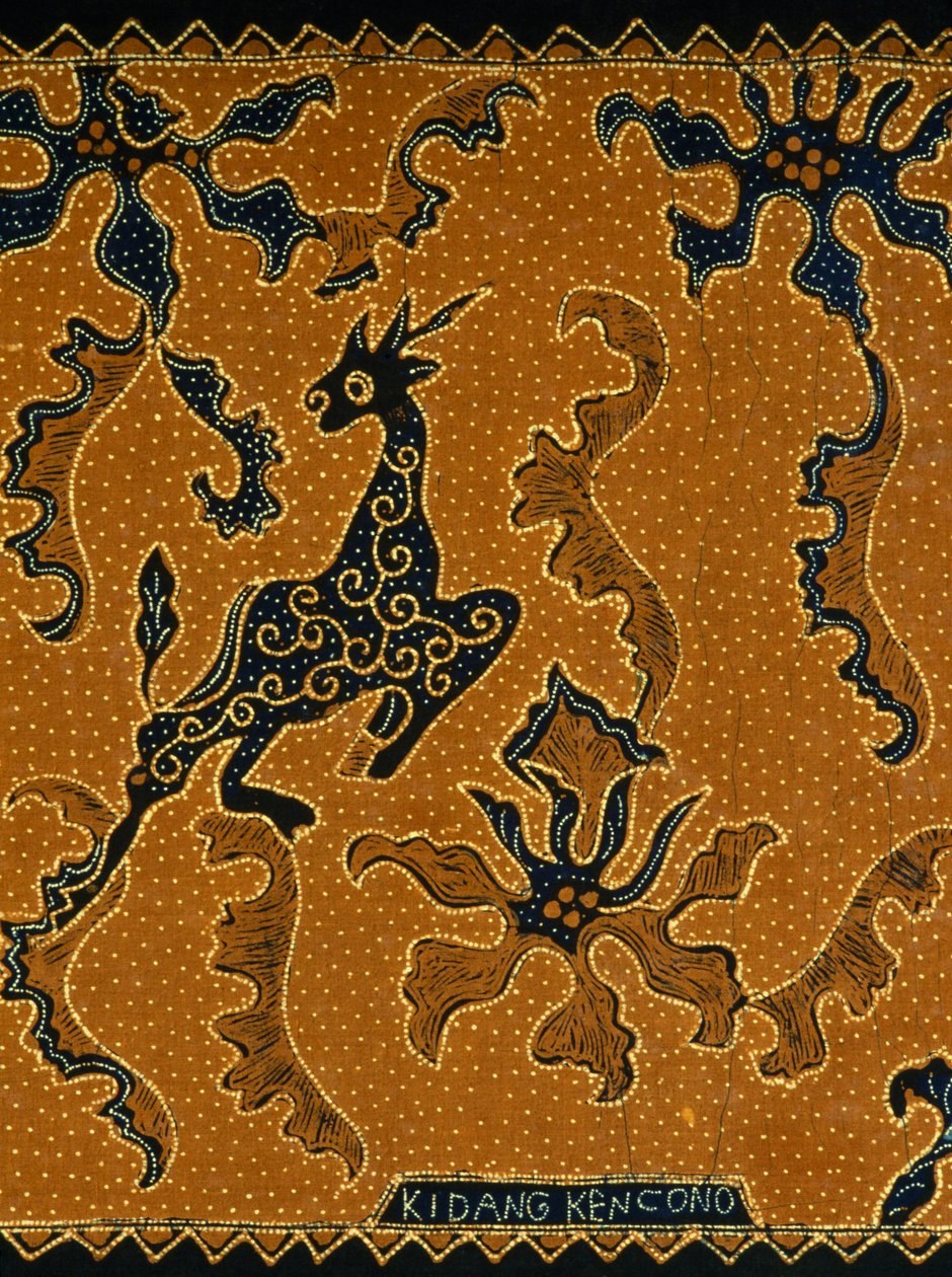 Batik o tradycyjnym designie, Java, Indonezja, detal autorstwa Blaise Nicolas Le Sueur