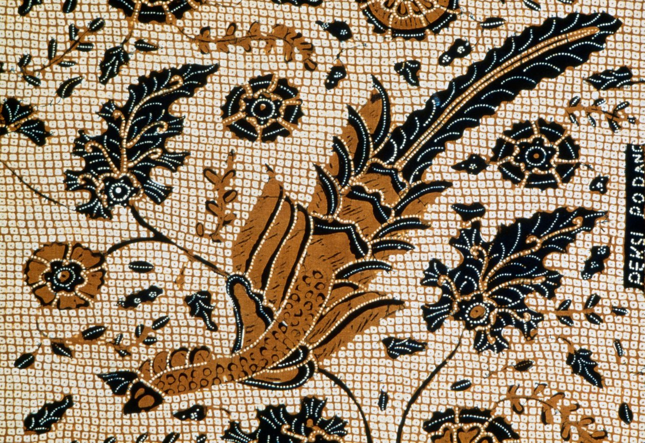 Batik o tradycyjnym wzornictwie zwany peksi podang, Surakarta, Java, Indonezja, Detail autorstwa Blaise Nicolas Le Sueur