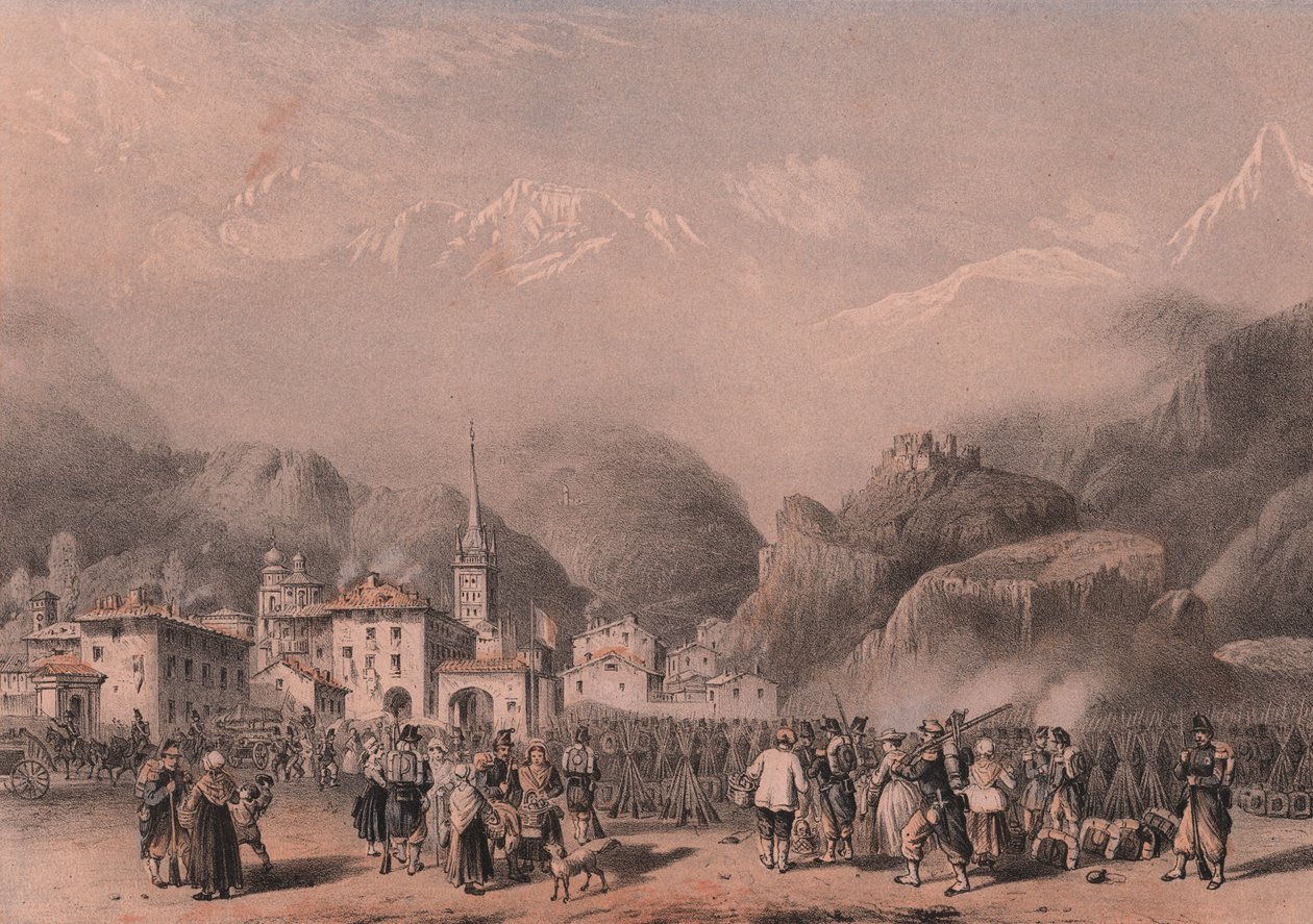 Biwak wojsk francuskich w Suzie, Piemont autorstwa Blaise Nicolas Le Sueur