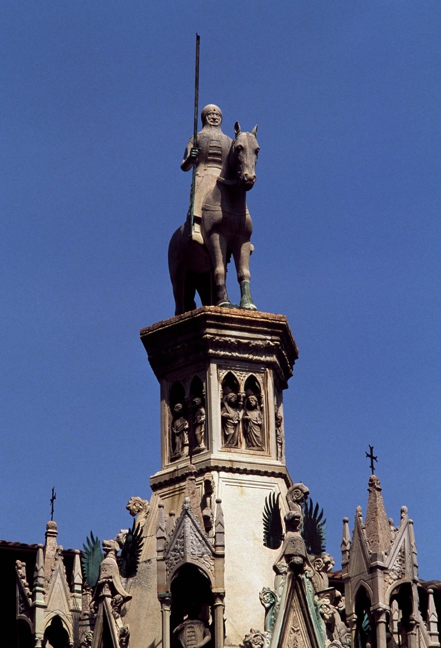 Statua konna Cansignorio della Scala, grób Cansignorio della Scala, dzieło Bonino da Campione (1325-1397), grobowce Scaliger, Werona, Wenecja Euganejska, Włochy autorstwa Blaise Nicolas Le Sueur