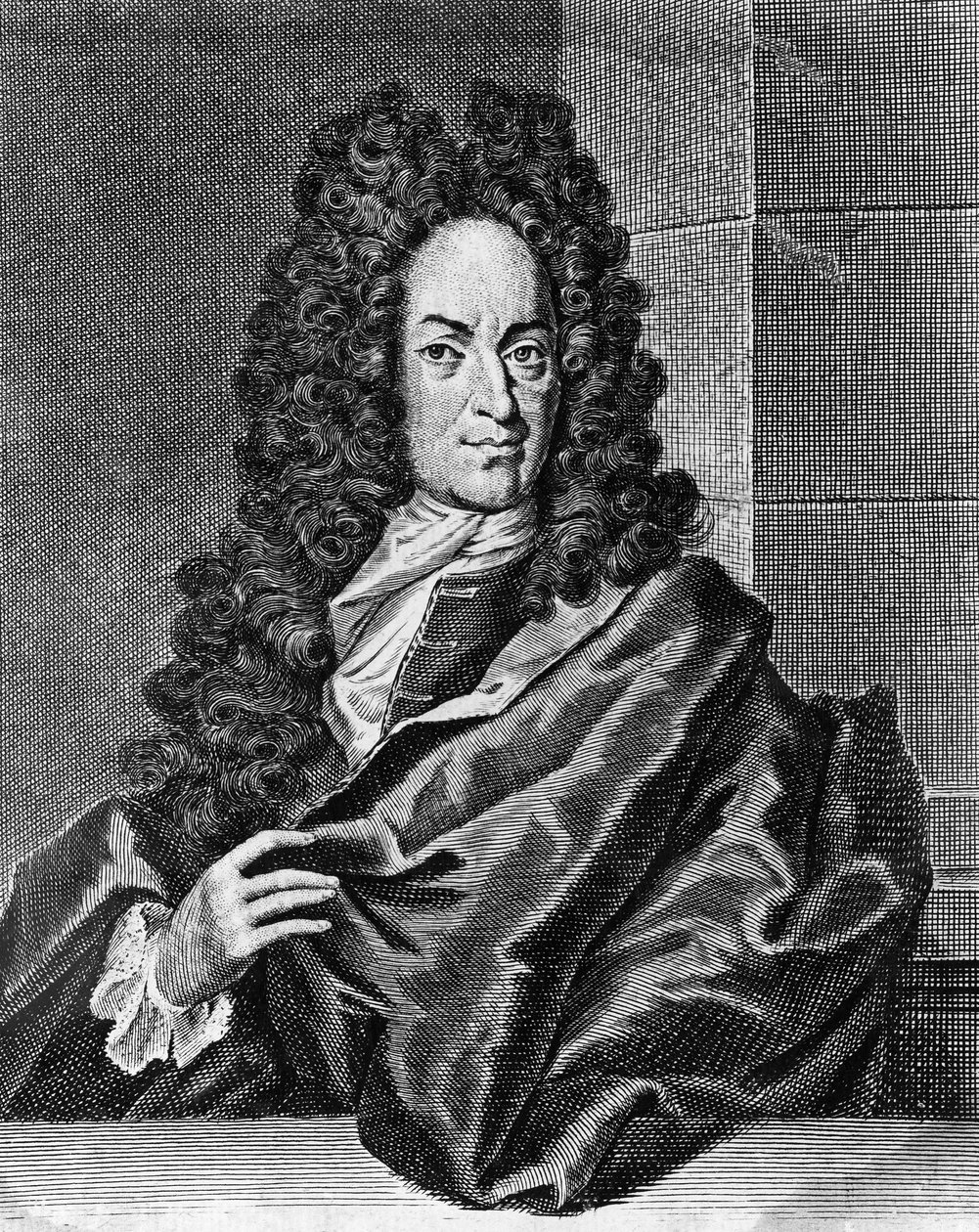Portret Georga Ernsta Stahla (1659-1734), niemieckiego lekarza i chemika, rycina z Opusculum chimico-physico-medicum, Halae Magdeburgicae autorstwa Blaise Nicolas Le Sueur