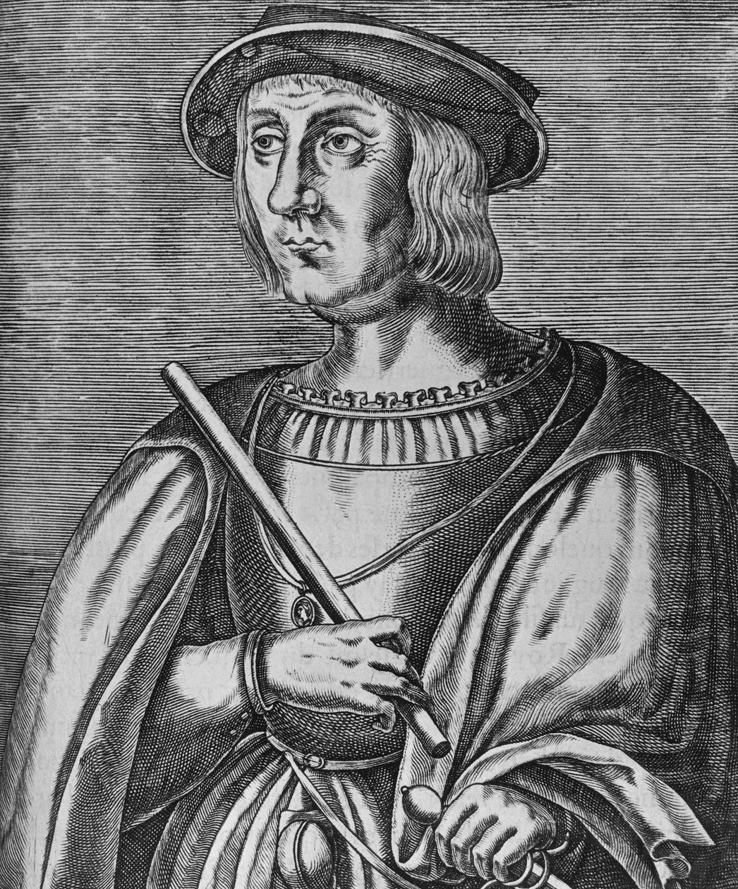 Portret Jacquesa II de Chabannes de La Palice (ok. 1470-1525), francuskiego oficera wojskowego, Lorda La Palice, Pacy, Chauverothe, Bort-le-Comte i Heron, grawerunek autorstwa Blaise Nicolas Le Sueur