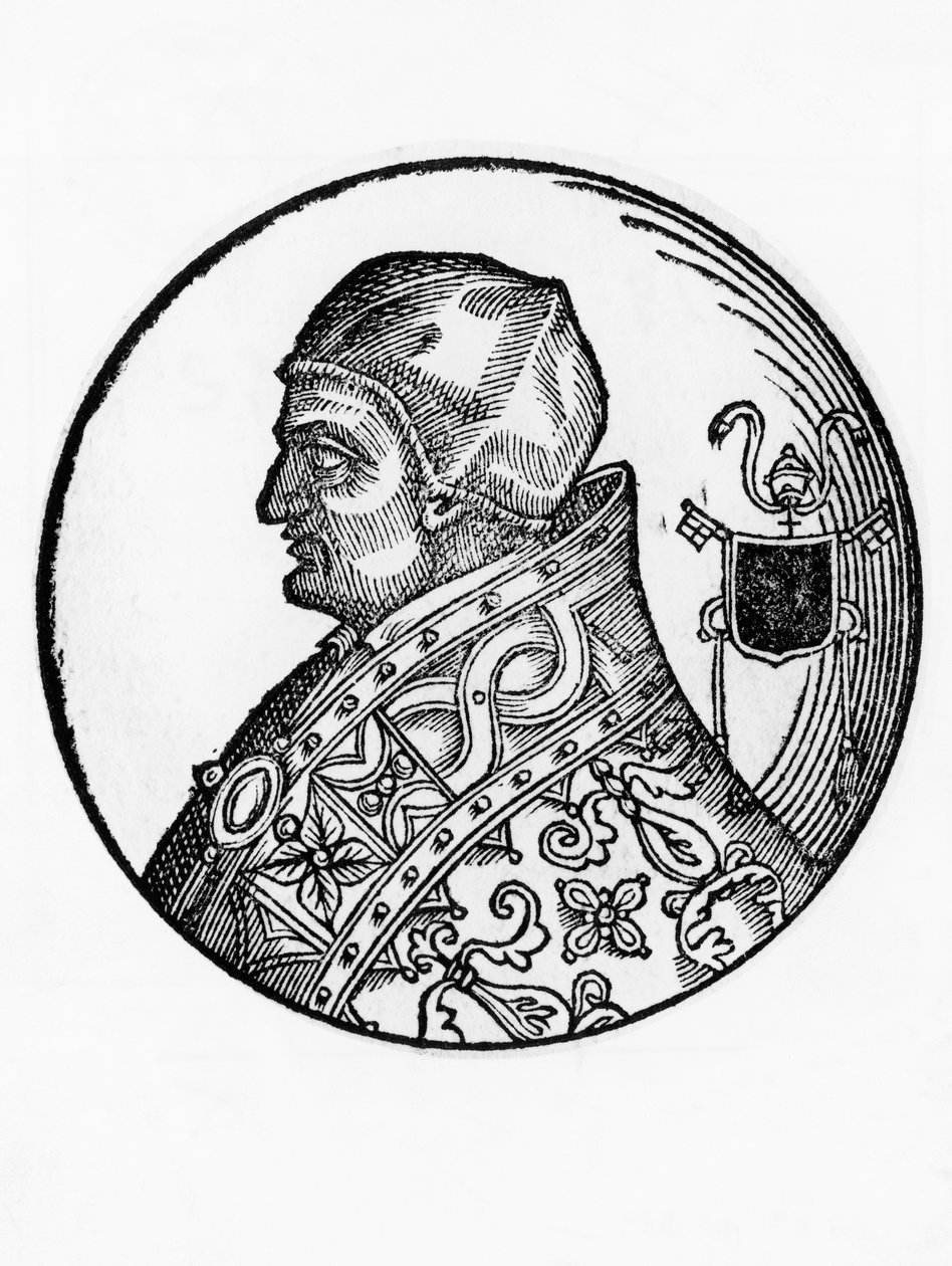Portret Sabiniana (zm. 606), 65. papieża Kościoła katolickiego z 604, grawerowanie autorstwa Blaise Nicolas Le Sueur