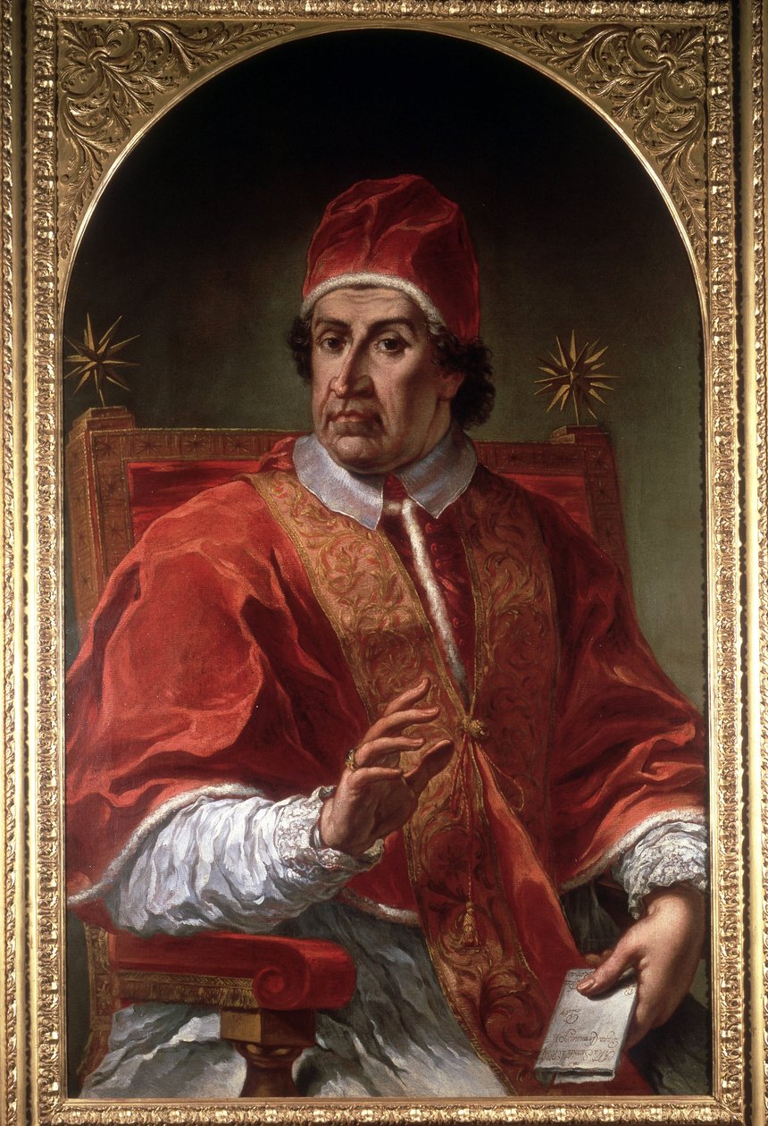 Portret Klemensa XI (1649 - 1721) autorstwa Pier Leone Ghezzi. Muzeum Rzymu. Rzym autorstwa Pier Leone Ghezzi