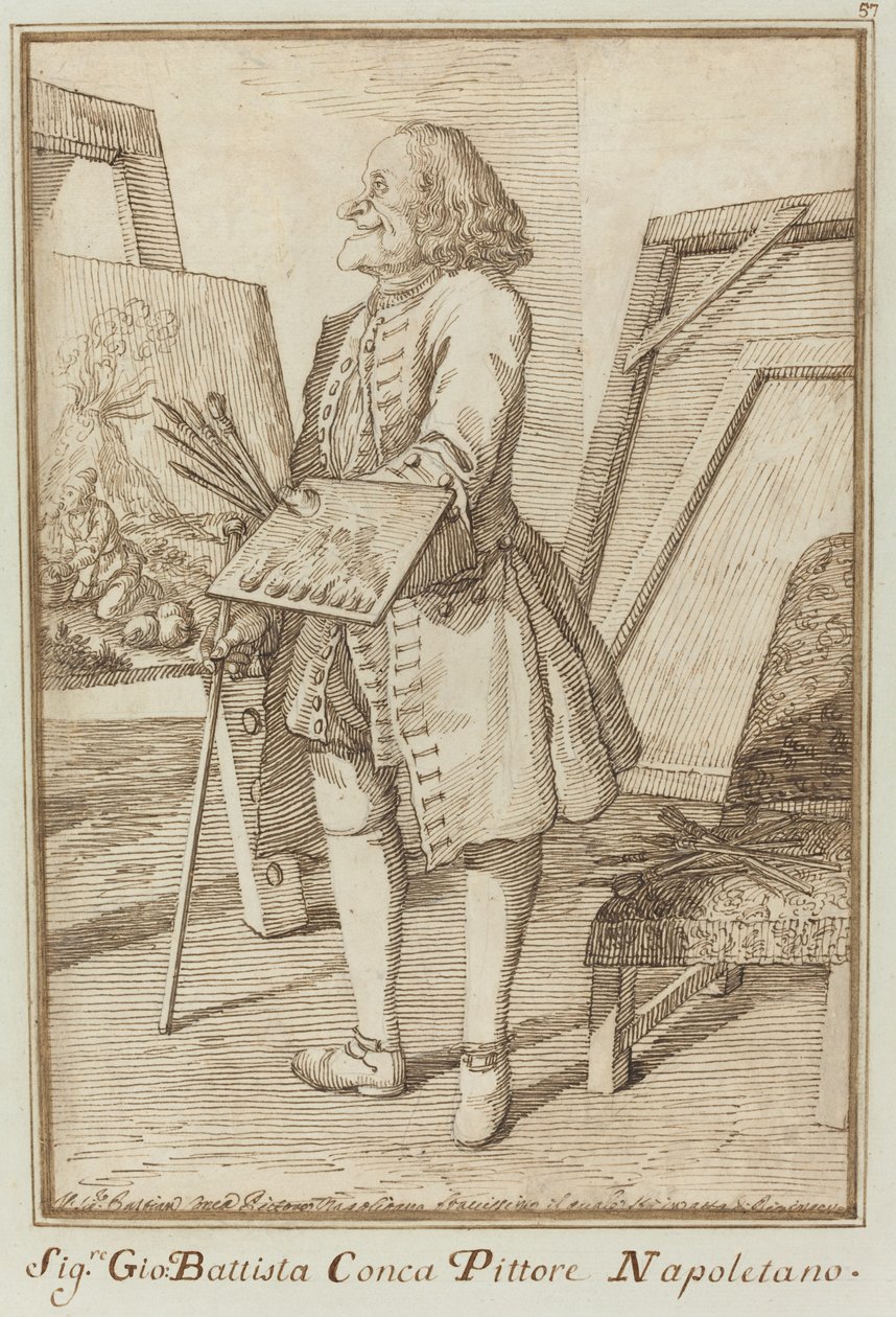Signore Sebastiano Conca, malarz neapolitański (Signore Sebastiano Conca, malarz neapolitański) autorstwa Pier Leone Ghezzi