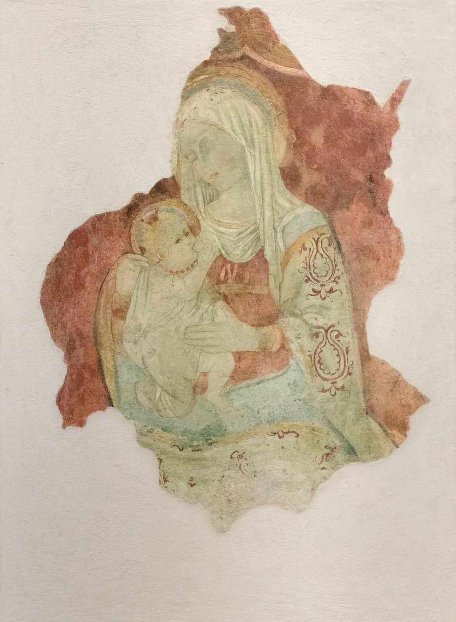 Matka karmiąca dziecko, ok. 1476 (fresk przeniesiony na płótno) autorstwa Pier Palma da Fermo