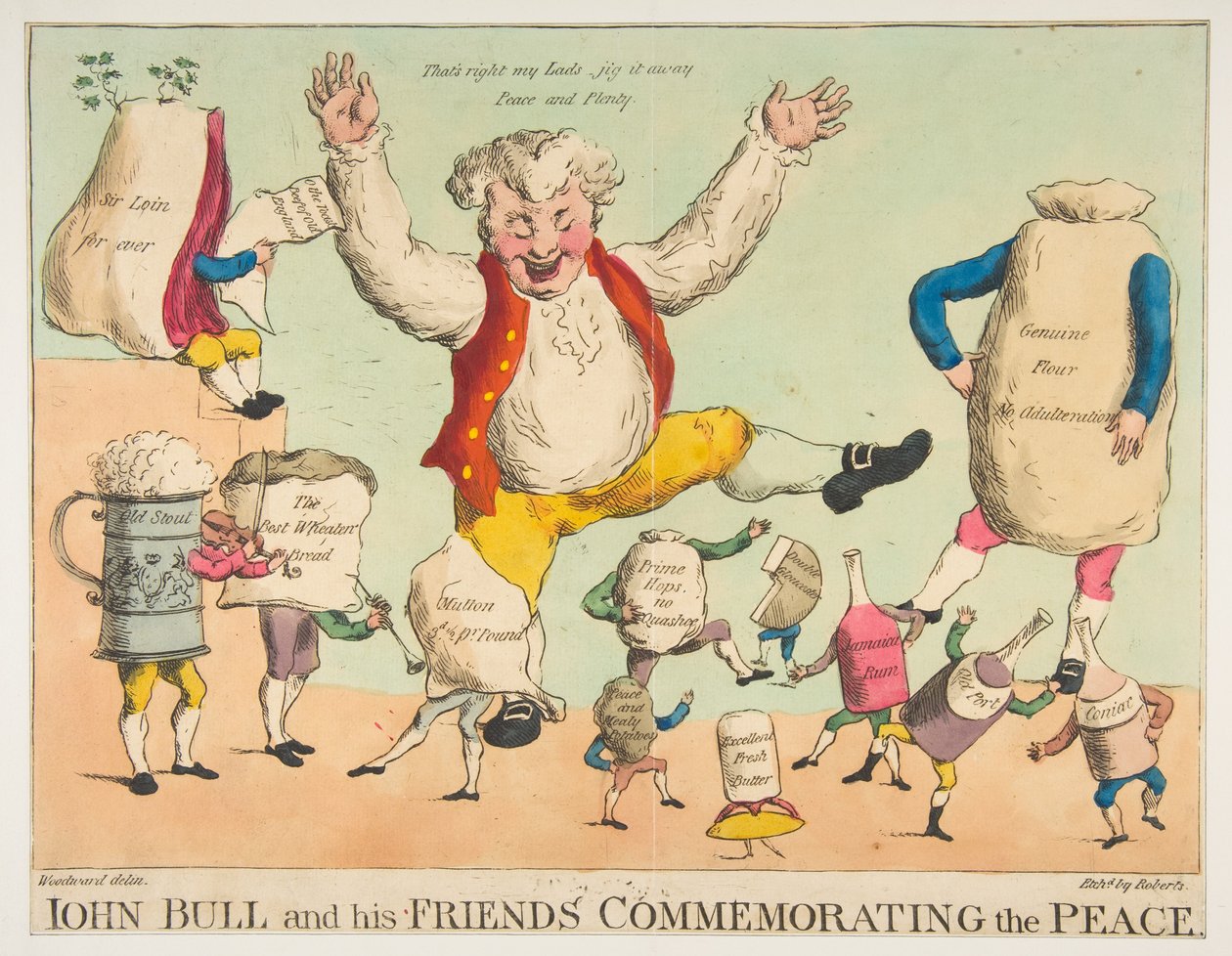 John Bull i jego przyjaciele upamiętniający pokój, ca. 1801. autorstwa Piercy Roberts