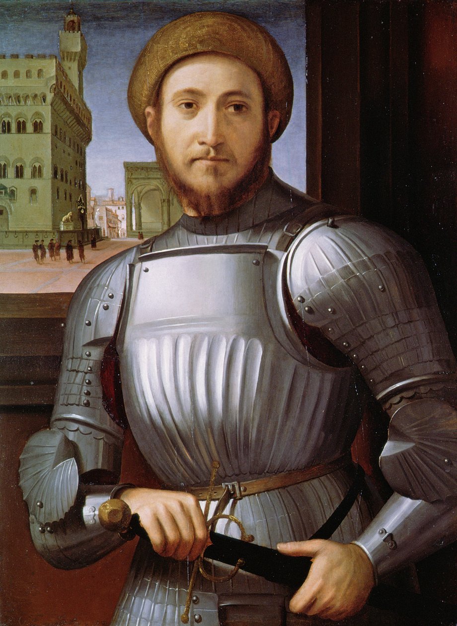 Portret mężczyzny w zbroi autorstwa Piero di Cosimo