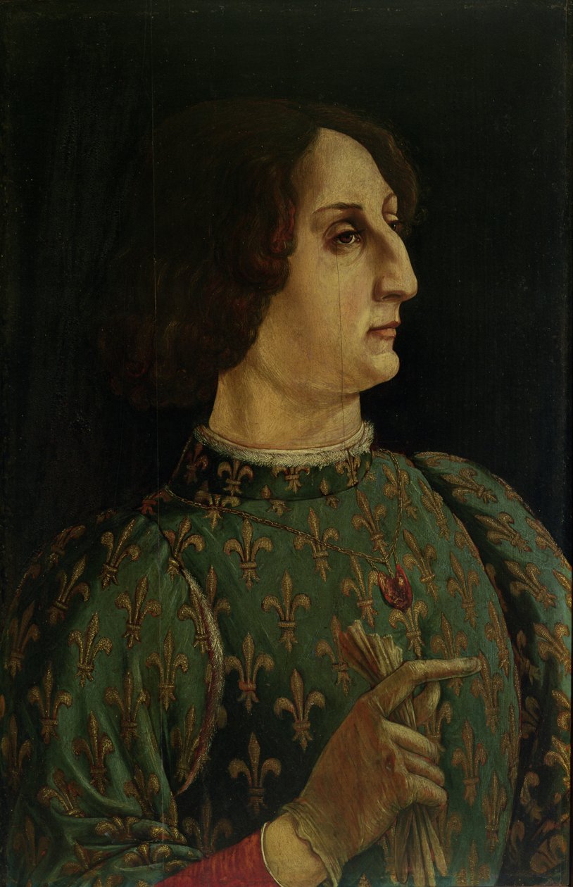 Portret Galeazza Mario Sforzy (1444-76) c.1471 (tempera na desce) (patrz także 50366) autorstwa Piero del Pollaiolo