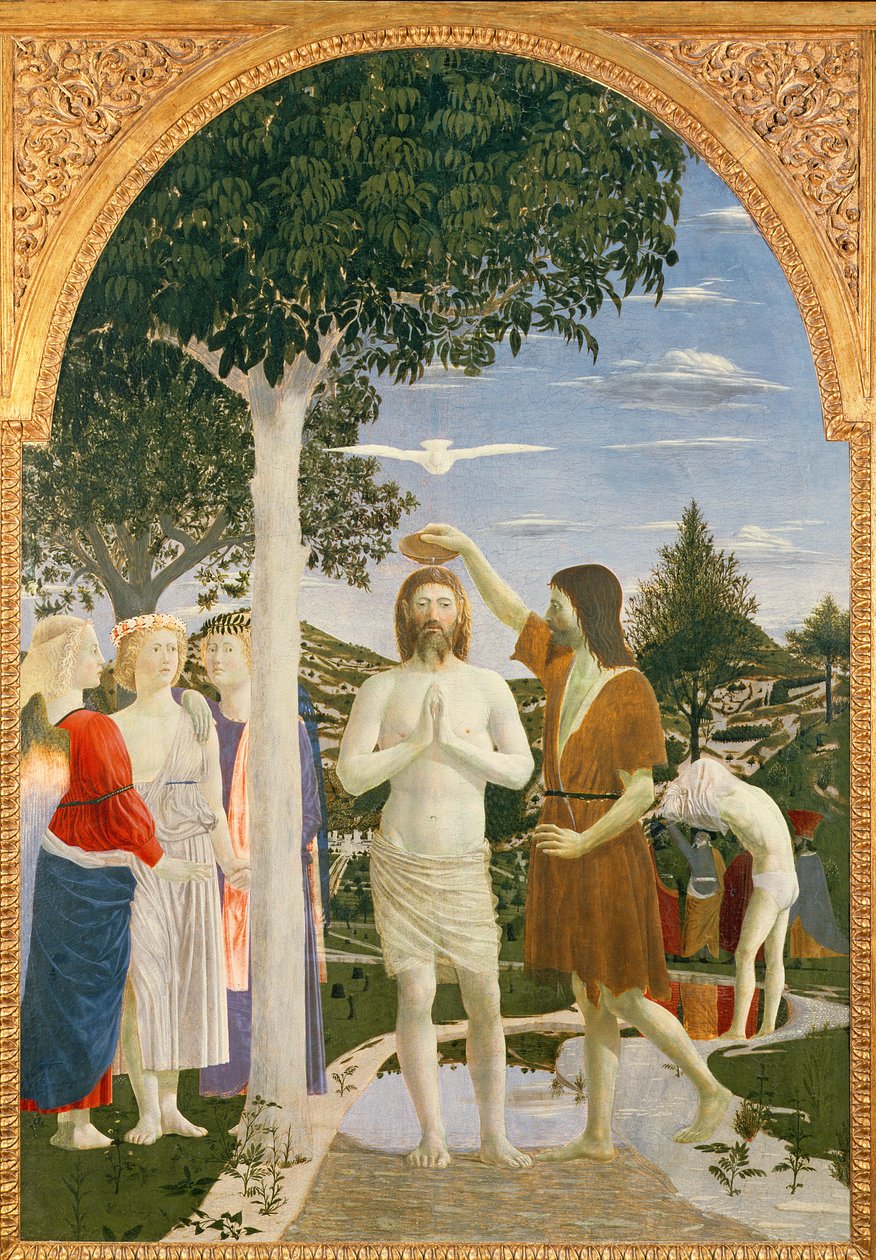 Chrzest Chrystusa, 1450 (tempera jajeczna na panelu) autorstwa Piero della Francesca