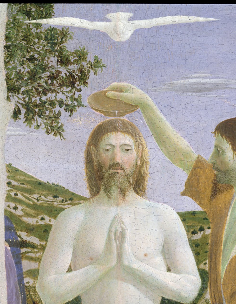 Chrzest Chrystusa, 1450 tempera jajowa na płycie detal 26050 autorstwa Piero della Francesca