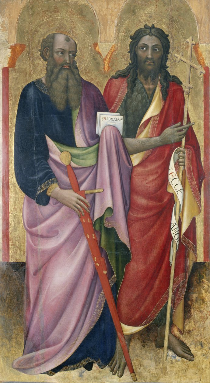 Apostoł Paweł i Jan Chrzciciel, ok.1418-20 (tempera na drewnie topoli) autorstwa Piero di Alvaro