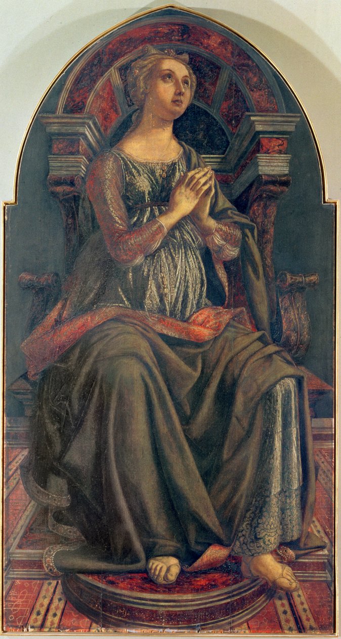 Nadzieja, z serii paneli przedstawiających Cnoty zaprojektowanej dla Izby Rady Kupieckiej Sali Cechowej, 1469 (tempera na panelu) autorstwa Piero del Pollaiolo