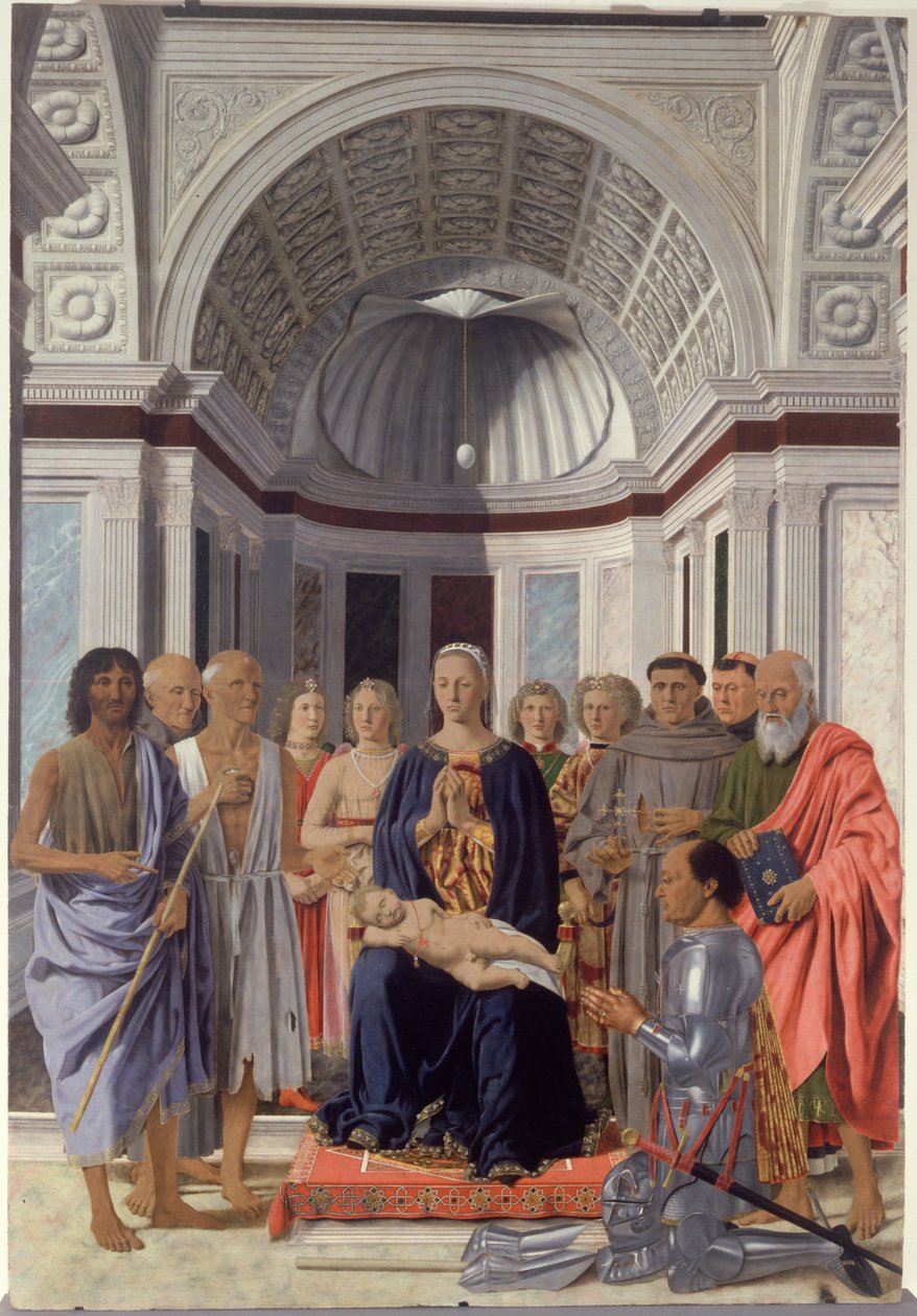 Madonna z Dzieciątkiem i świętymi, aniołami i Fryderykiem z Montefeltro autorstwa Piero dellaFrancesca