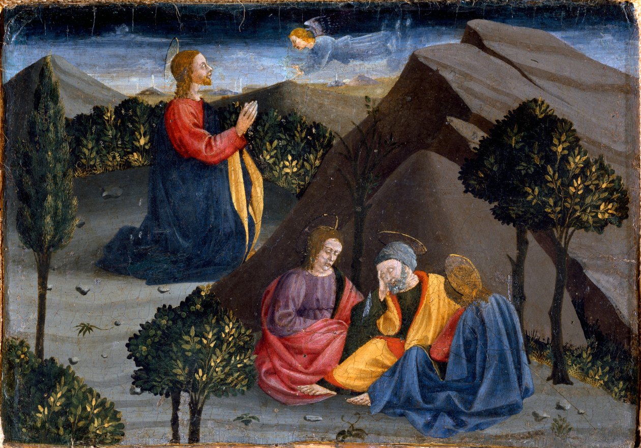 Poliptyk Misericordia: modlitwa w Ogrodzie Oliwnym autorstwa Piero della (school of) Francesca