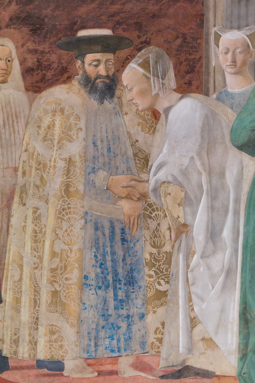 Adoracja Krzyża i spotkanie Salomona z królową Saby, detal autorstwa Piero della Francesca