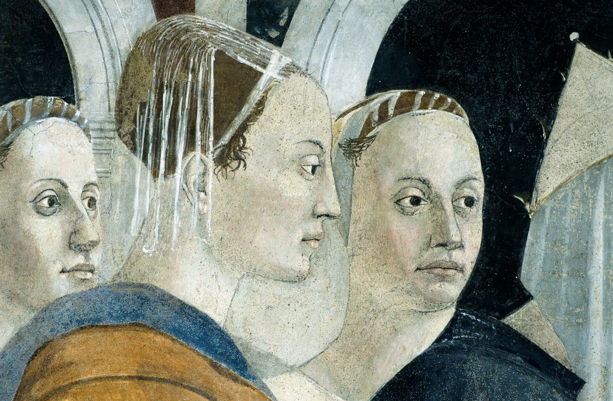 Fragment „Legendy o prawdziwym krzyżu” przedstawiający odkrycie i weryfikację prawdziwego krzyża przez Piero della Francesca autorstwa Piero della Francesca