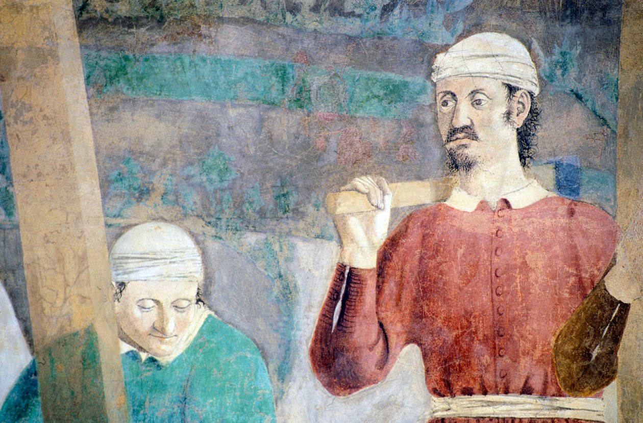 Fragment „Legendy o prawdziwym krzyżu” przedstawiający odkrycie i weryfikację prawdziwego krzyża przez Piero della Francesca autorstwa Piero della Francesca
