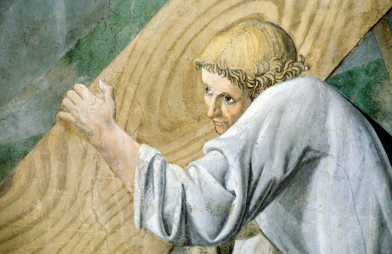 Fragment z Legendy o prawdziwym krzyżu przedstawiający transport Świętego Lasu, autorstwa Piero della Francesca autorstwa Piero della Francesca