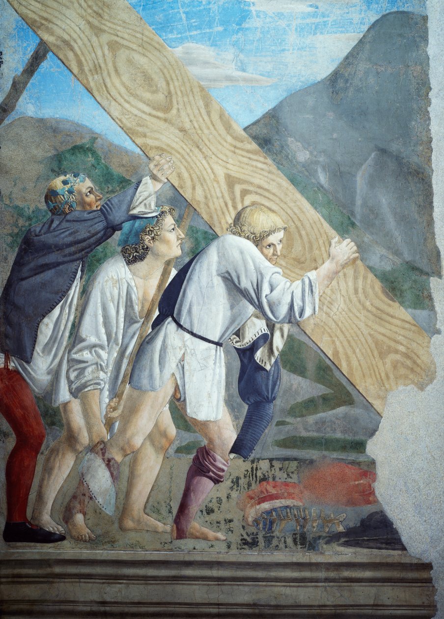 Fragment z Legendy o Prawdziwym Krzyżu przedstawiający transport Świętego Drewna, autorstwa Piero della Francesca autorstwa Piero della Francesca