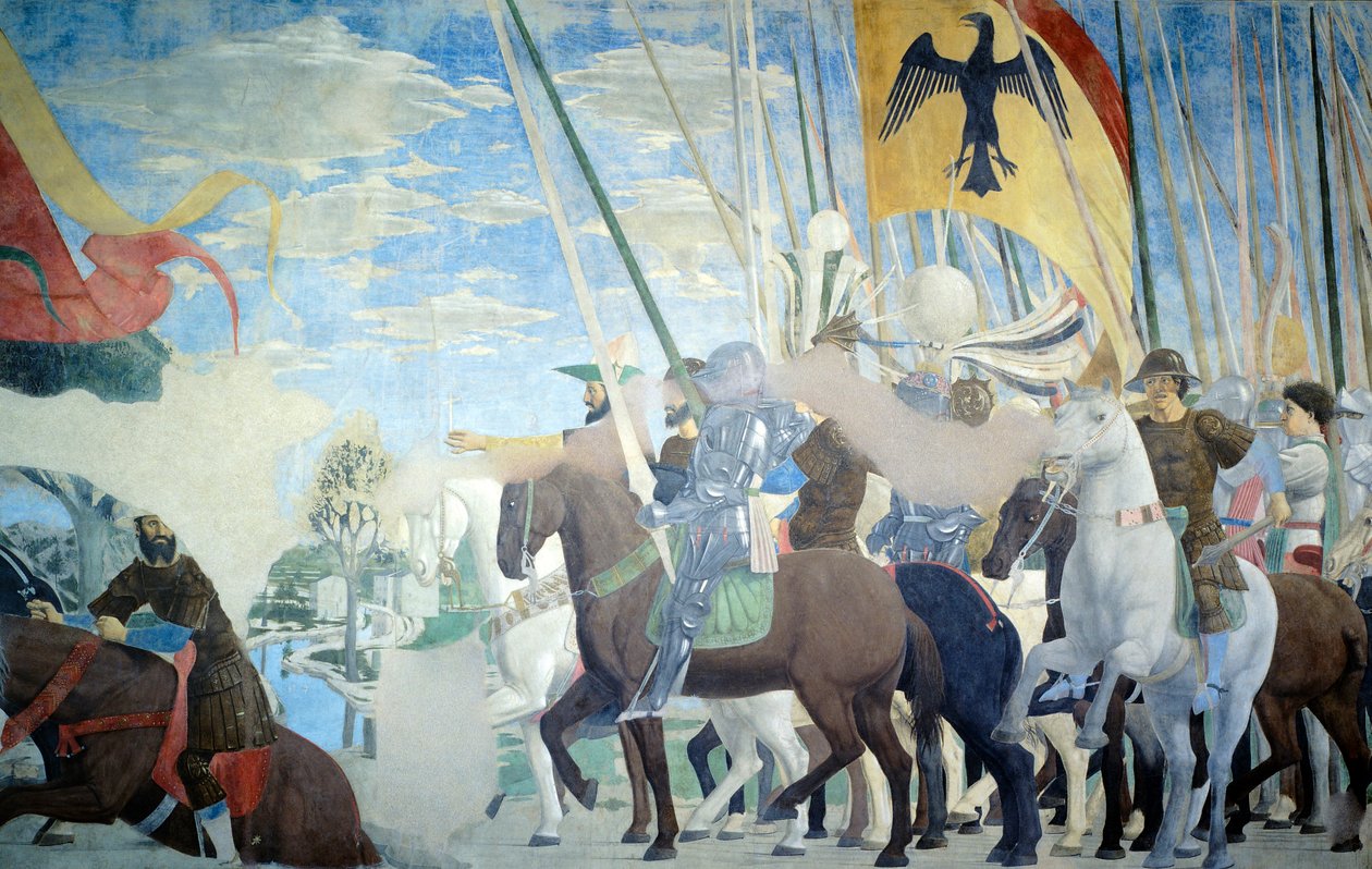 Fragment Legendy o prawdziwym krzyżu ukazujący zwycięstwo Konstantyna — Piero della Francesca autorstwa Piero della Francesca