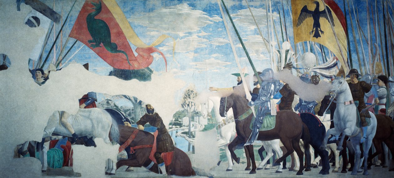 Fragment Legendy o prawdziwym krzyżu ukazujący zwycięstwo Konstantyna — Piero della Francesca autorstwa Piero della Francesca
