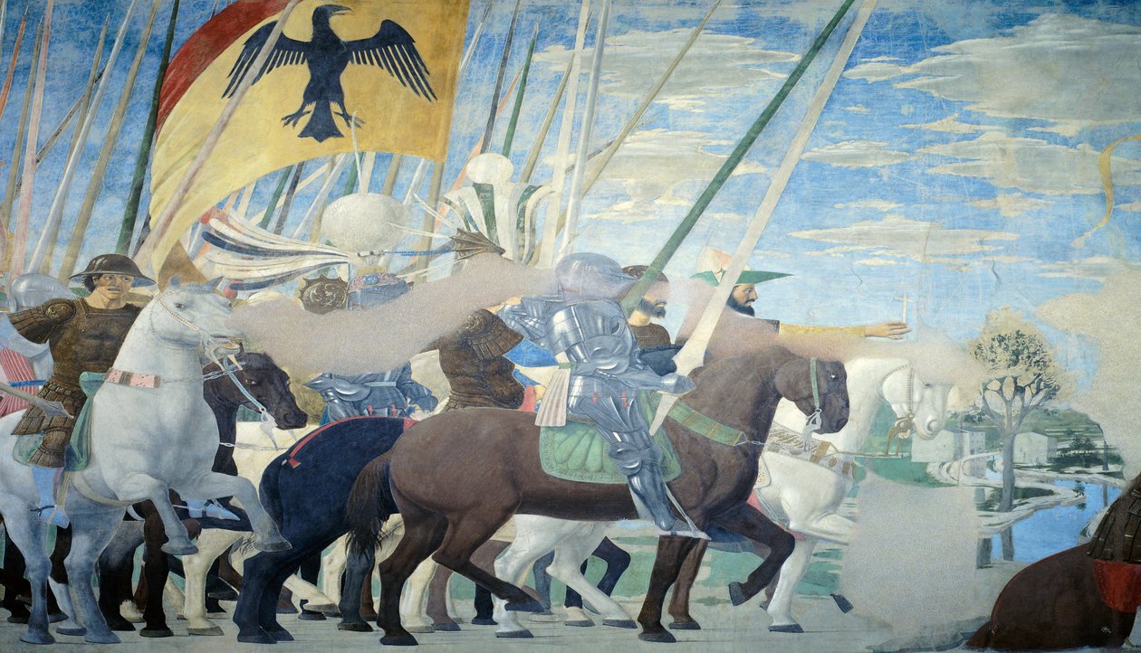 Fragment Legendy o prawdziwym krzyżu ukazujący zwycięstwo Konstantyna — Piero della Francesca autorstwa Piero della Francesca