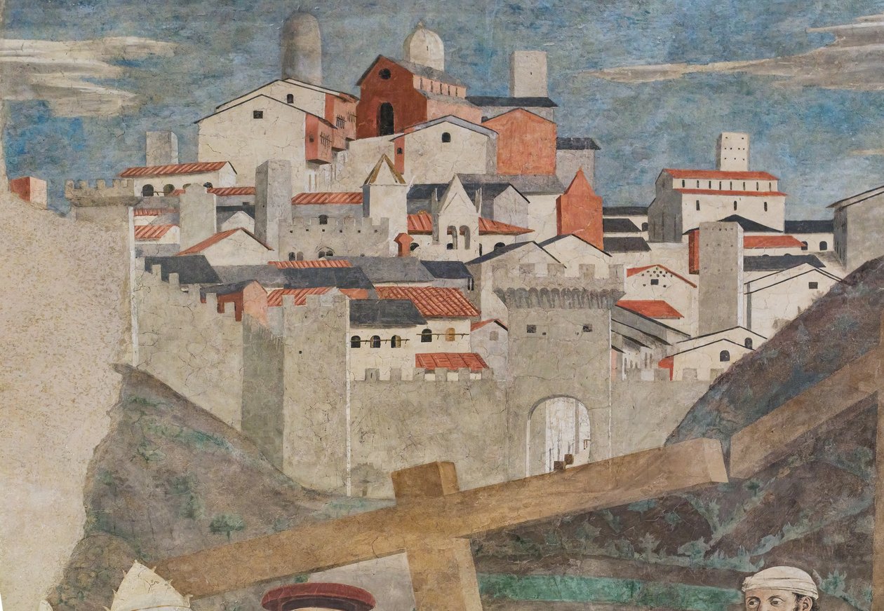 Znalezienie trzech krzyży i weryfikacja krzyża, z Opowieści o prawdziwym krzyżu (fresk) autorstwa Piero della Francesca