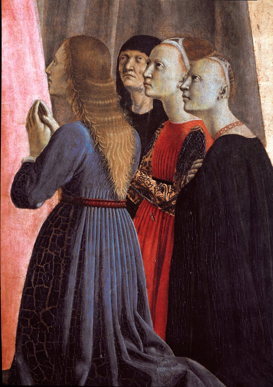 Poliptyk Misericorde: Dziewica miłosierdzia w otoczeniu świętych - Szczegół - Obraz na drewnie autorstwa Piero della Francesca
