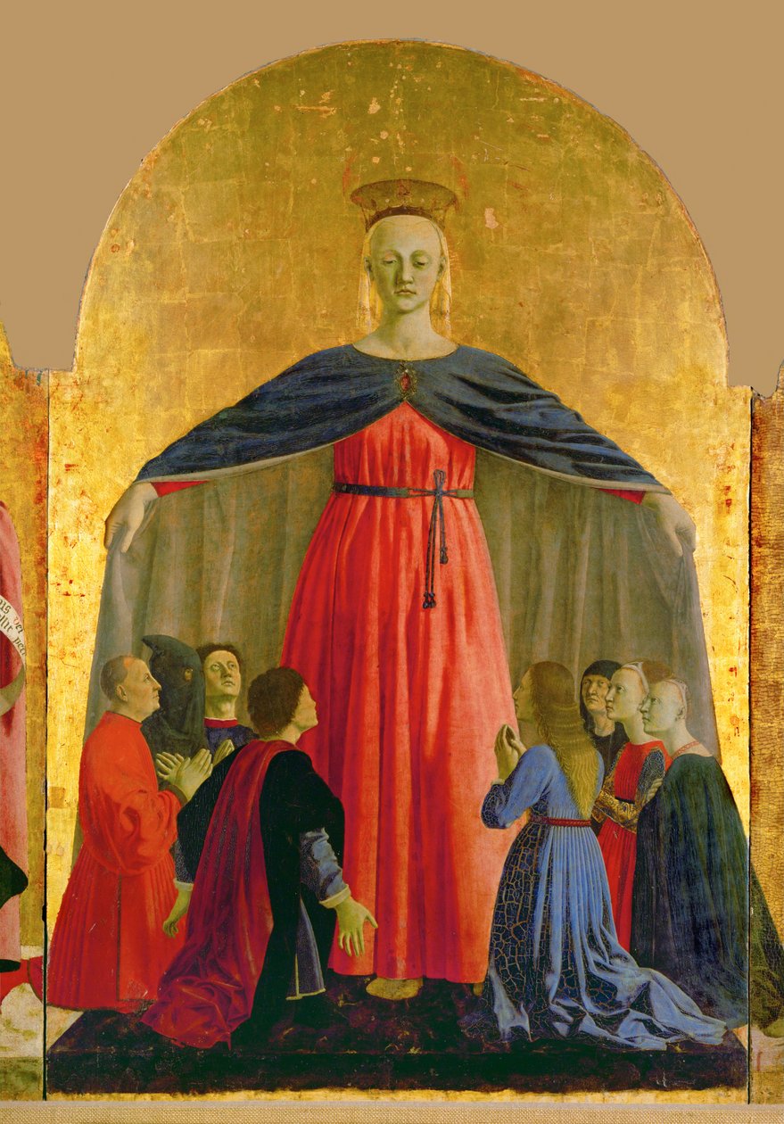 Święta Maria "della Misericordia", centralny element poliptyku namalowanego dla "Confratelli della Misericordia". autorstwa Piero della Francesca